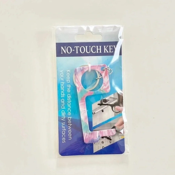 No-Touch Key and Door Handle Opener Keychain Pink Abstract Print Design - Picture 4 of 4
